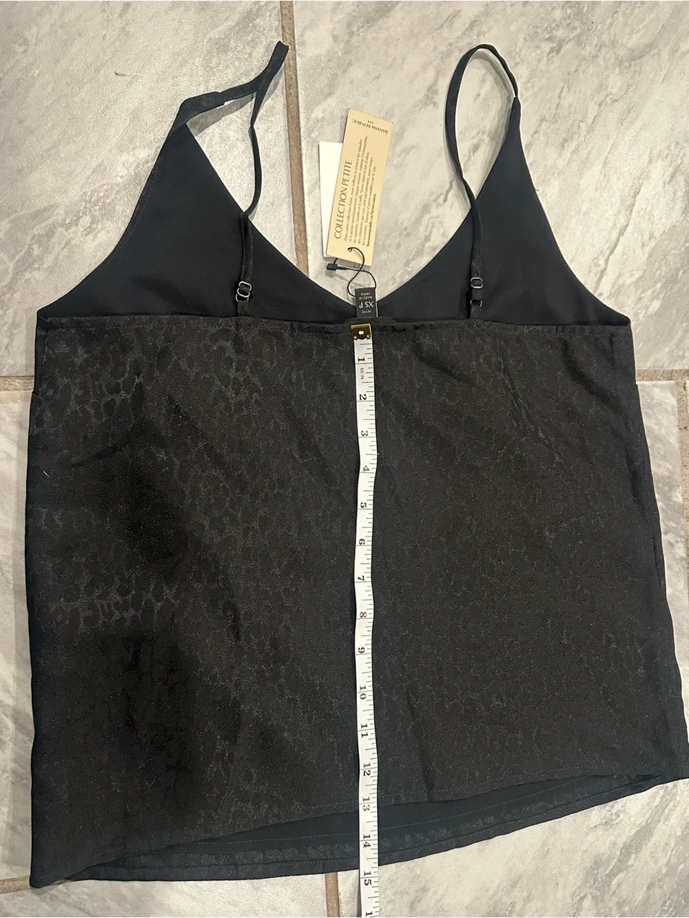 NWT Banana Republic Women Black Animal Print Spaghetti Strap Blouse XS Petite
